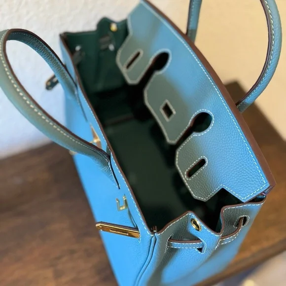 Designer inspired leather satchel bag handmade exclusive - Picture 11 of 14